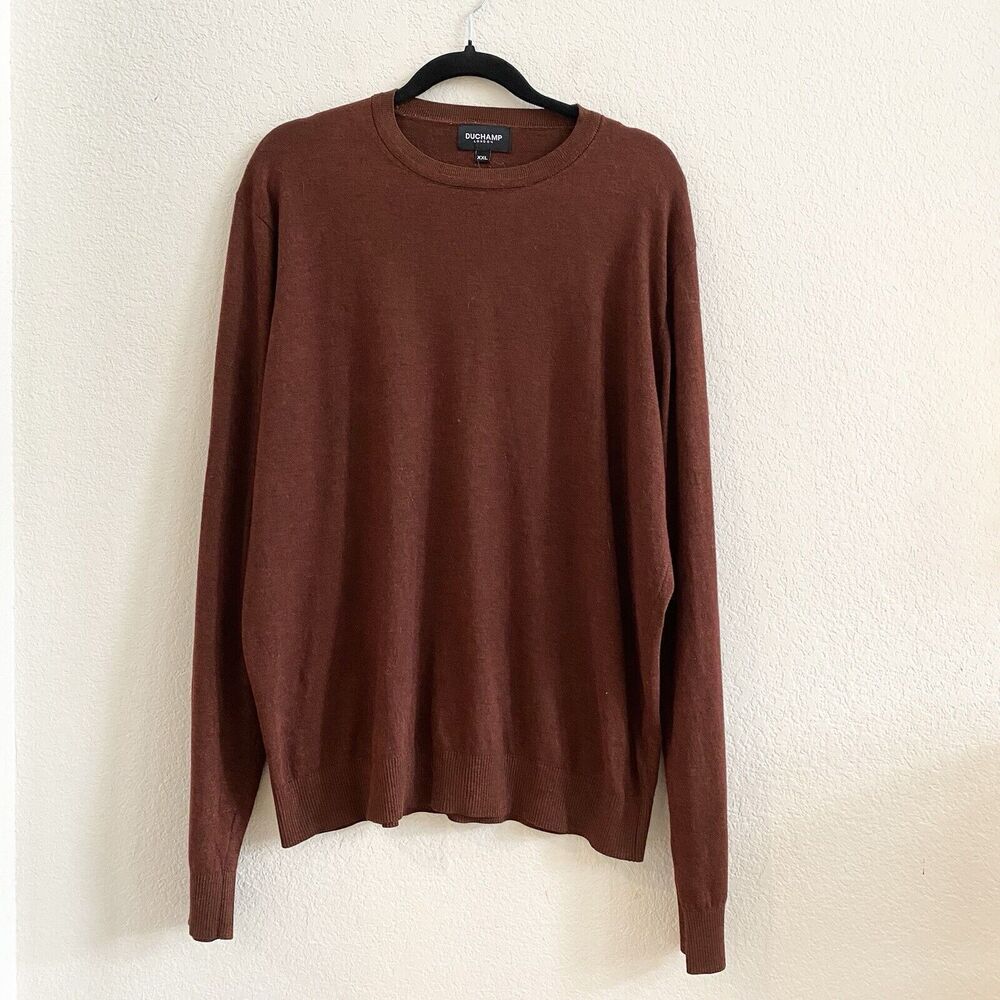 Duchamp London 2XL Mens Crew Neck Knit Maroon Marl Sweater‎ Jumper Quiet Luxury